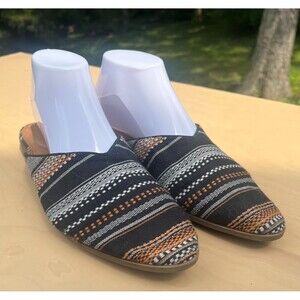Universal Thread Multicolor Striped Print Slip On Mules Slides Women's Size 11